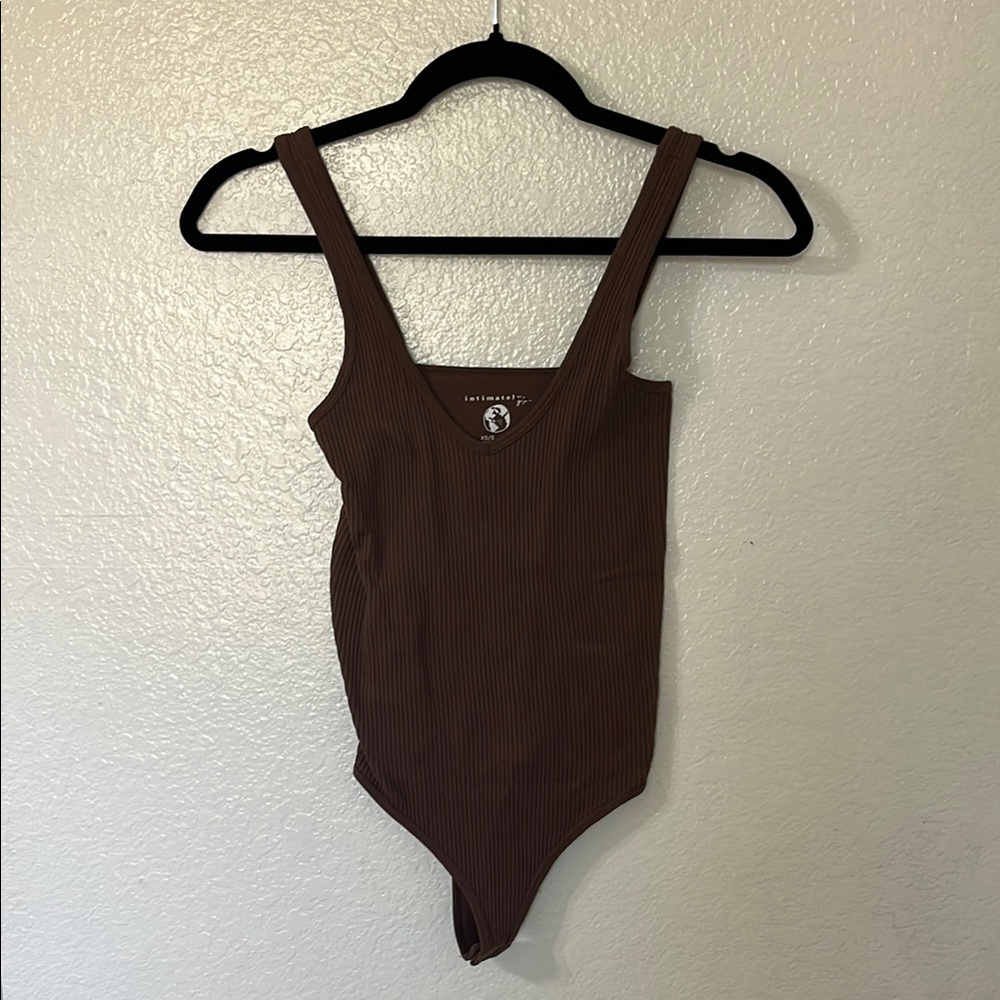Brown Ribbed Bodysuit